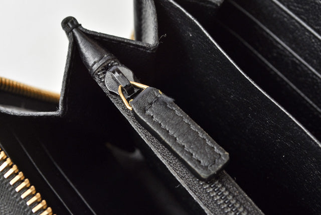 Saint Laurent- Paris Wallet Long Wallet Round Zipper Leather Black