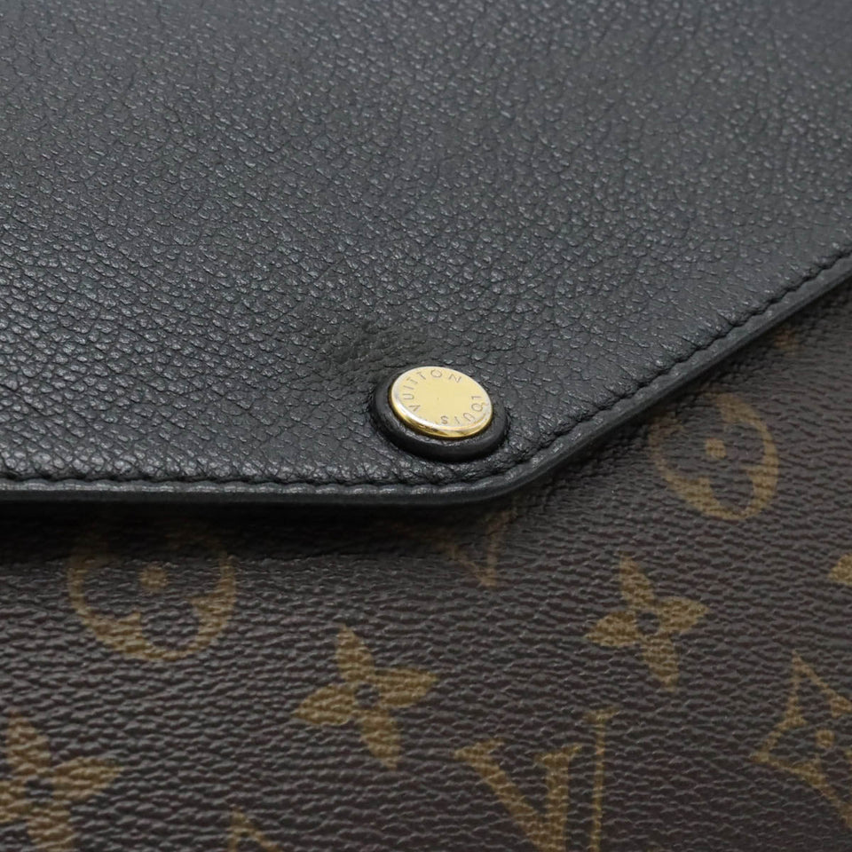 Louis Vuitton Monogram Twice Shoulder Bag Pochette Diagonal Noir Black