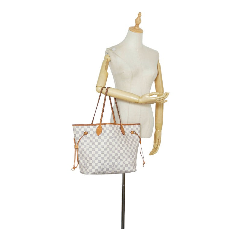 Louis Vuitton Damier Azur Neverfull MM Tote Bag White