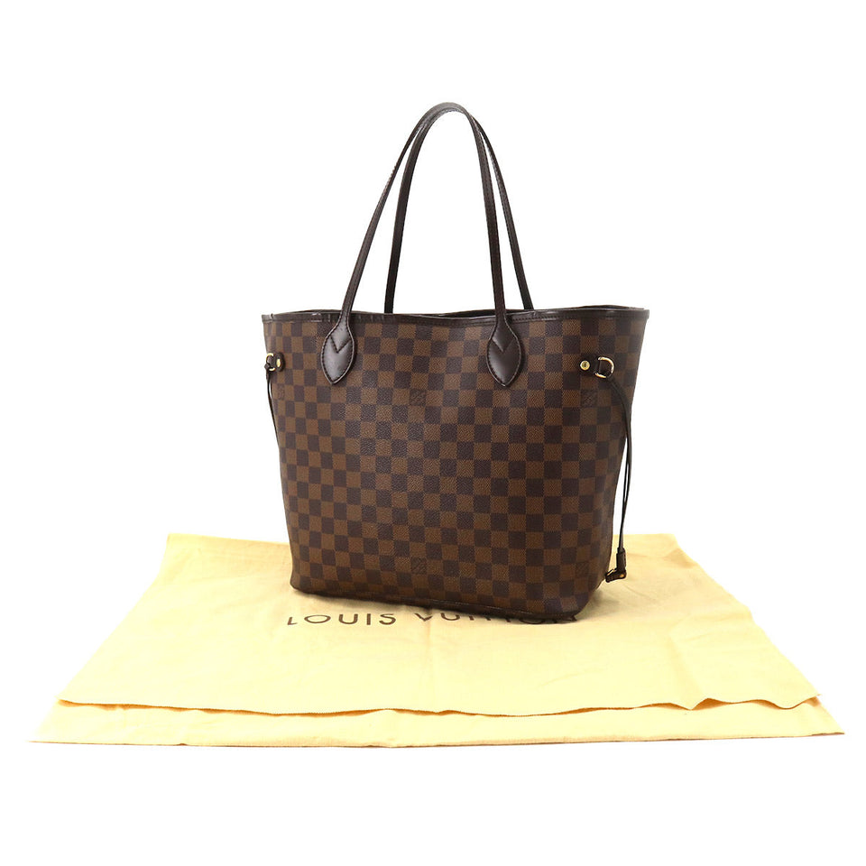 Louis Vuitton Damier Neverfull MM Tote Bag Ebene Cerise Brown Gold Hardware