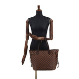 Louis Vuitton Damier Neverfull MM Tote Bag Ebene Cerise Brown Gold