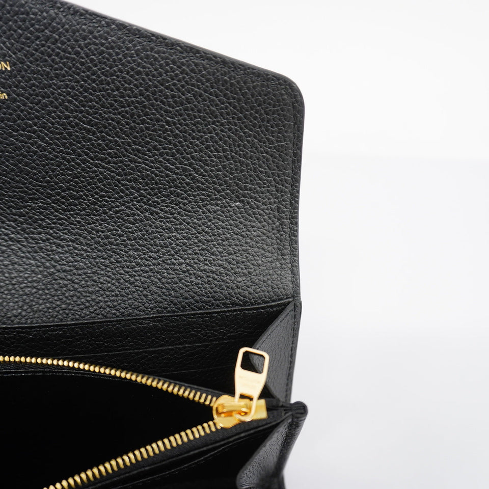 Louis Vuitton Bifold Long Wallet Monogram Implant Portefeuille Sarah Black