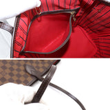 Louis Vuitton Damier Neverfull MM Tote Bag Ebene Series Brown Gold Metal Fittings