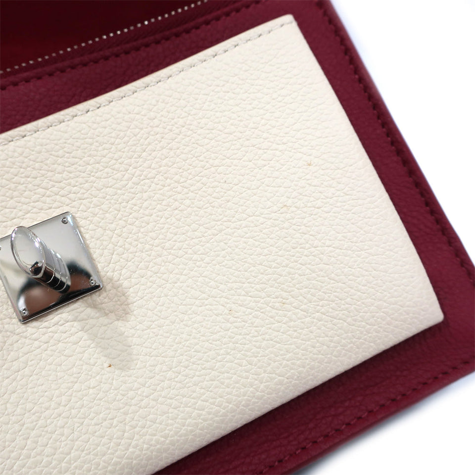 Louis Vuitton Pochette Lock Me Chain Shoulder Bag Bordeaux Beige Silver