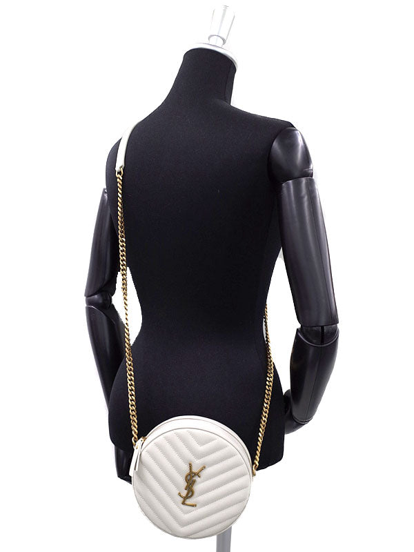 Saint Laurent- Paris Vinyl Chain Shoulder Bag Light Gray
