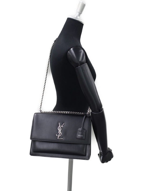 Saint Laurent- Sunset Large Chain Shoulder Bag Black