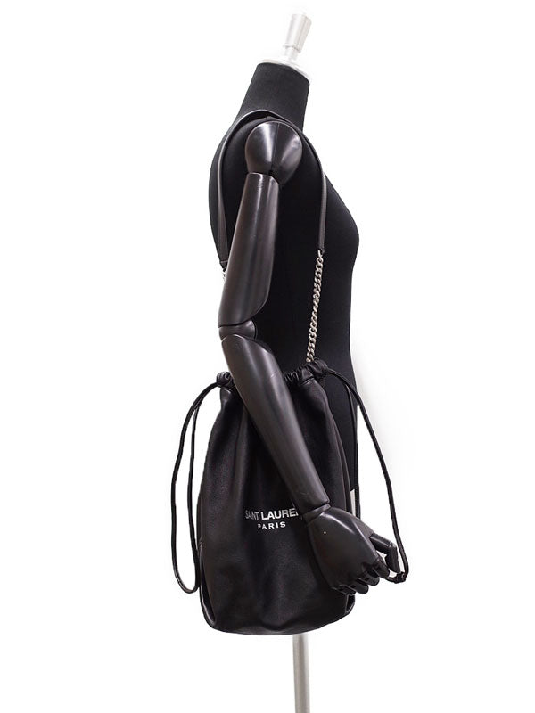 Saint Laurent- Paris Teddy Pouch Shoulder Bag Black