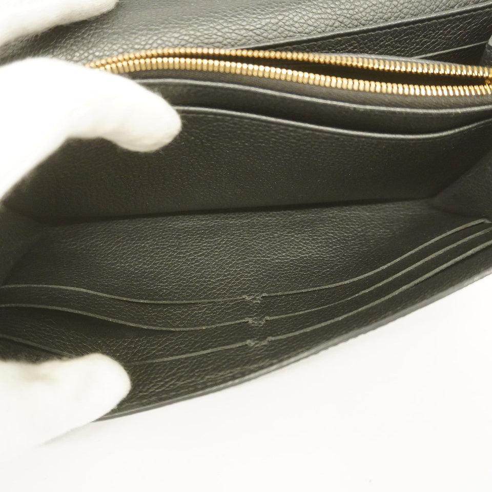 Louis Vuitton Bifold Long Wallet Monogram Implant Portefeuille Sarah Noir