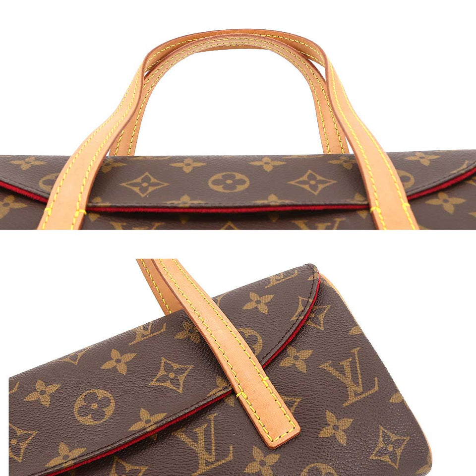 Louis Vuitton Monogram Sonatine Hand Bag Brown Gold Metal Fittings