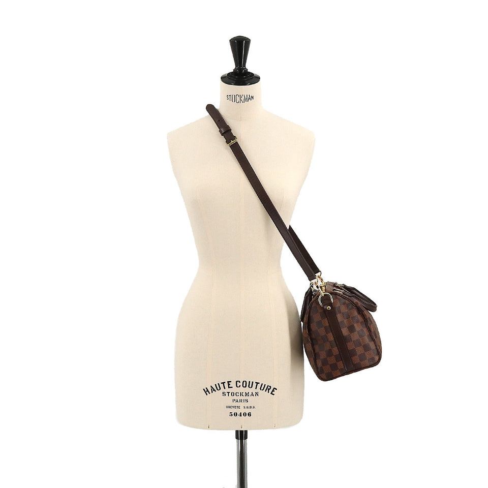 Louis Vuitton Damier Speedy Bandouliere 25 2Way Hand Shoulder Bag Ebene