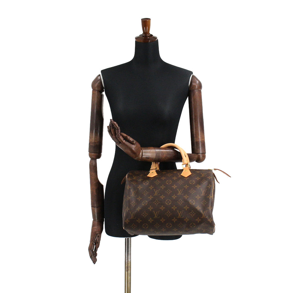 Louis Vuitton Monogram Speedy 30 Hand Bag Brown RFID Gold Hardware