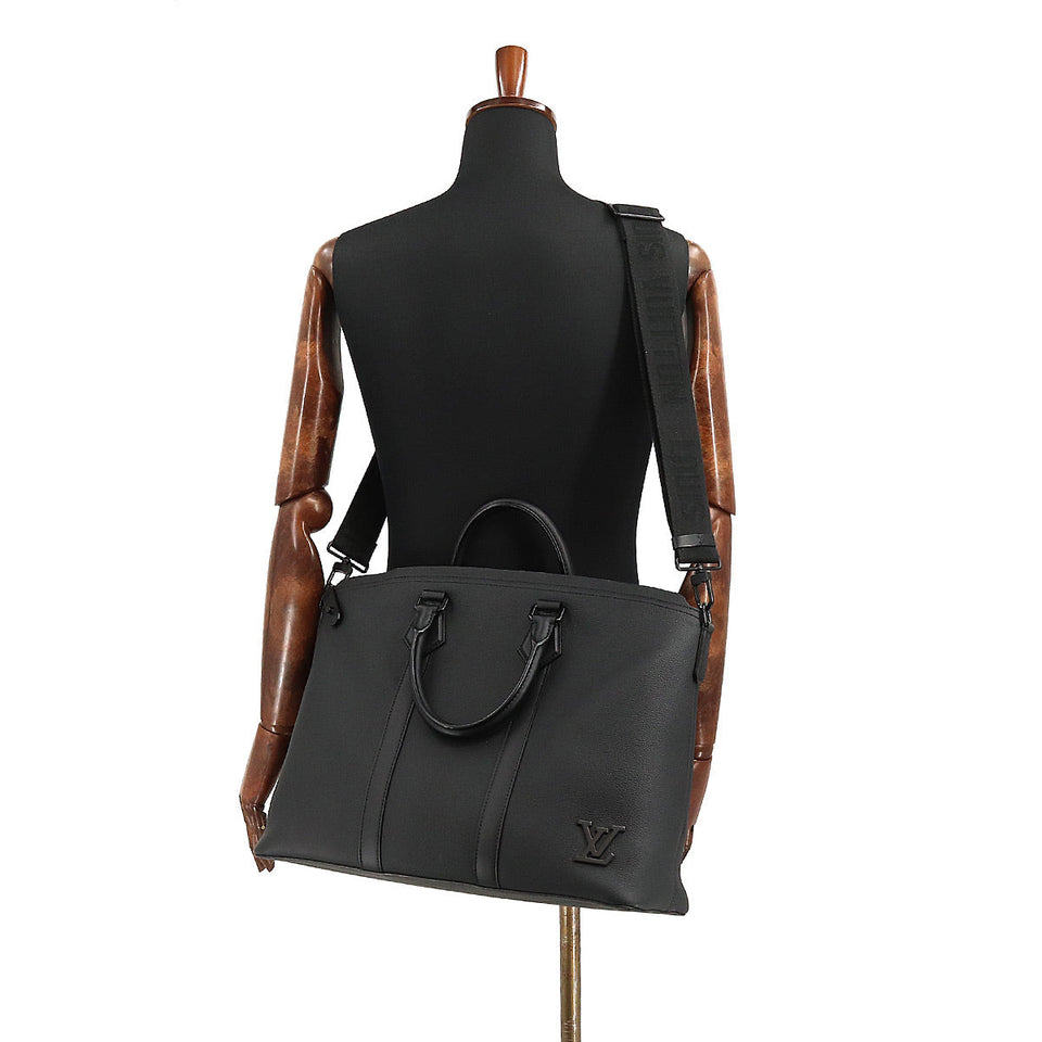 Louis Vuitton Aerogram Lockit Tote Shoulder Bag Leather Black