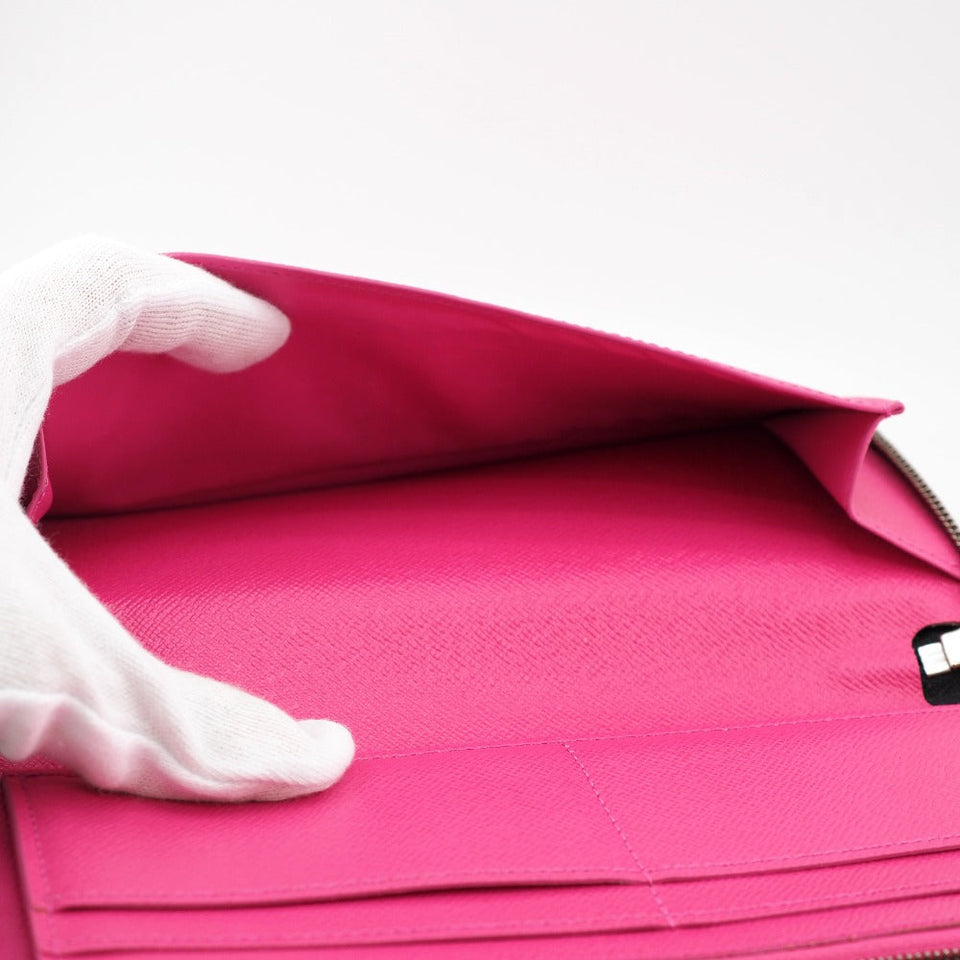 Louis Vuitton Zippy Wallet Vertical Coated Canvas Round Zipper Fuchsia Pink