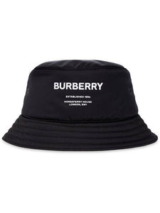 Luxury Burberry Horseferry Print Nylon Bucket Hat Black