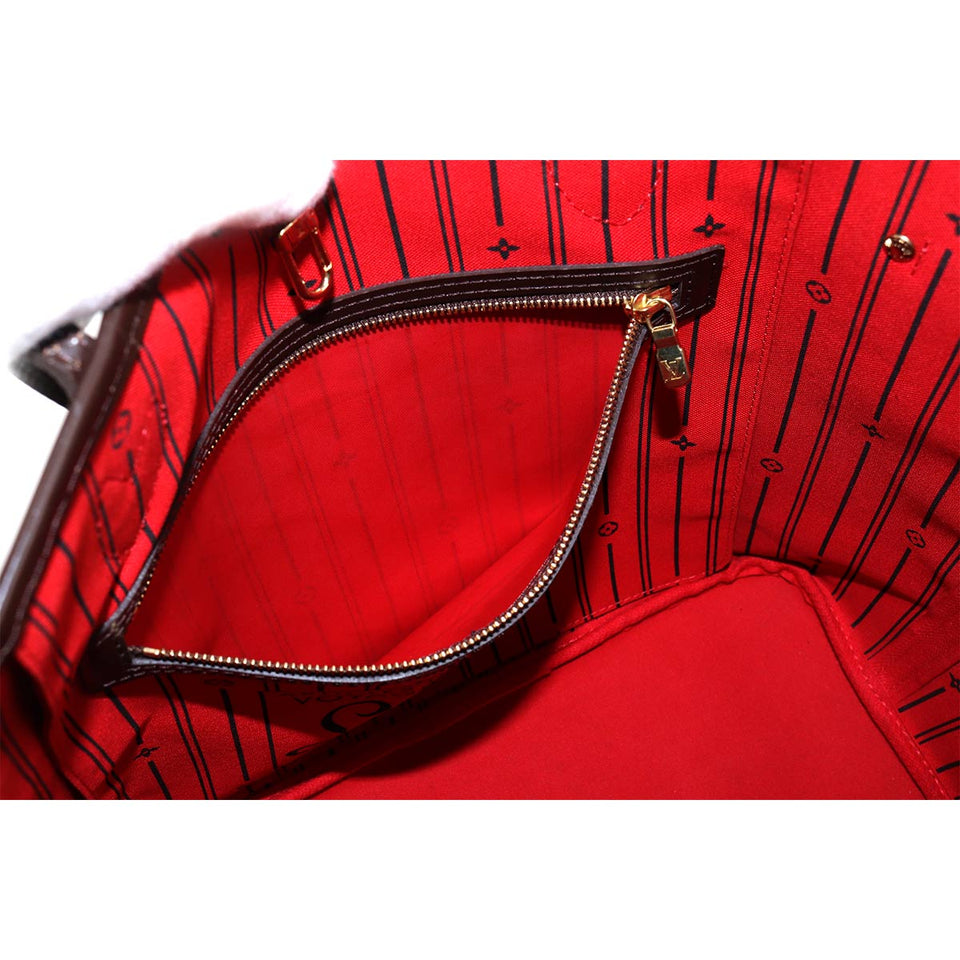 Louis Vuitton Damier Neverfull MM Tote Bag Ebene Cerise Brown