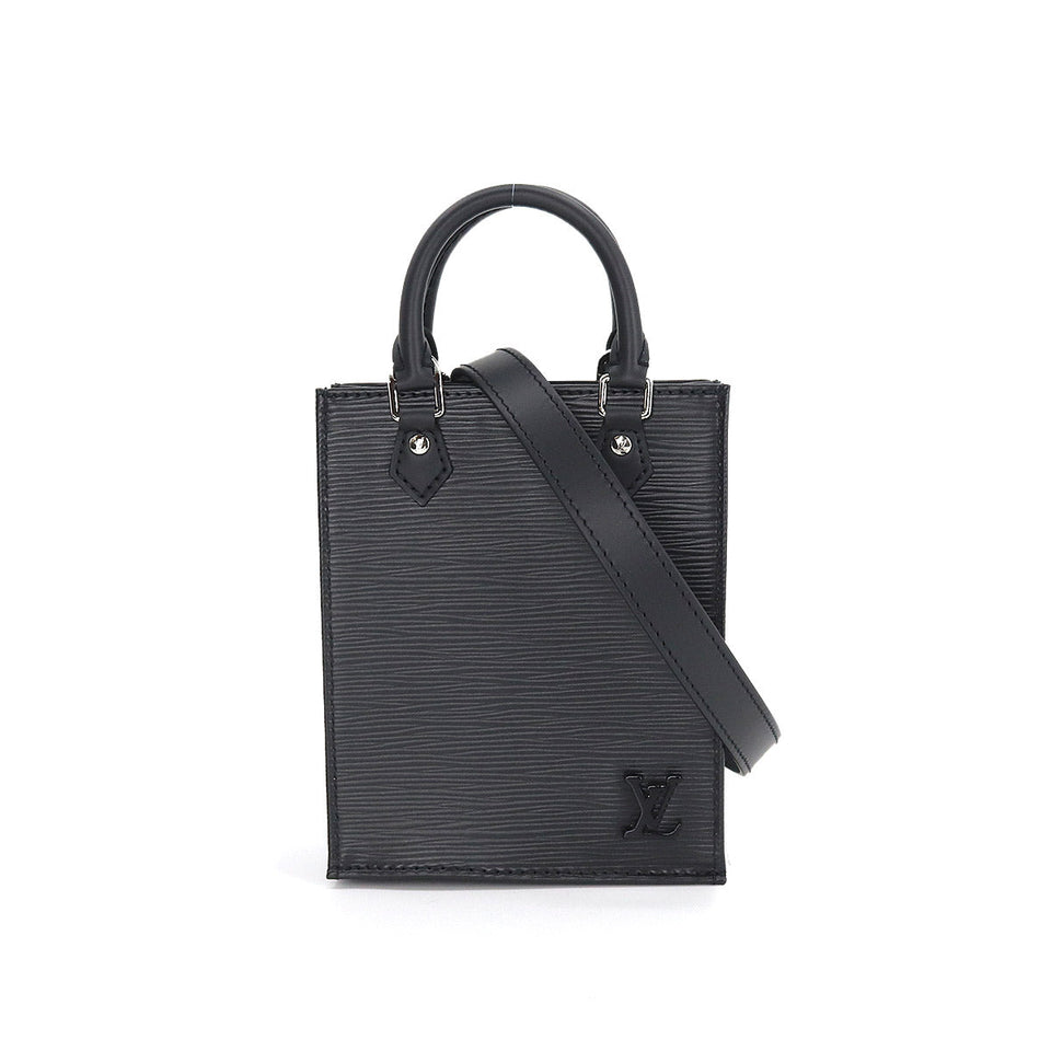 Louis Vuitton Epi Petit Sac Plat 2way Hand Shoulder Bag Leather Noir