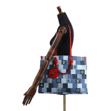Louis Vuitton Monogram Denim Onthego GM 2way Tote Bag Blue Red