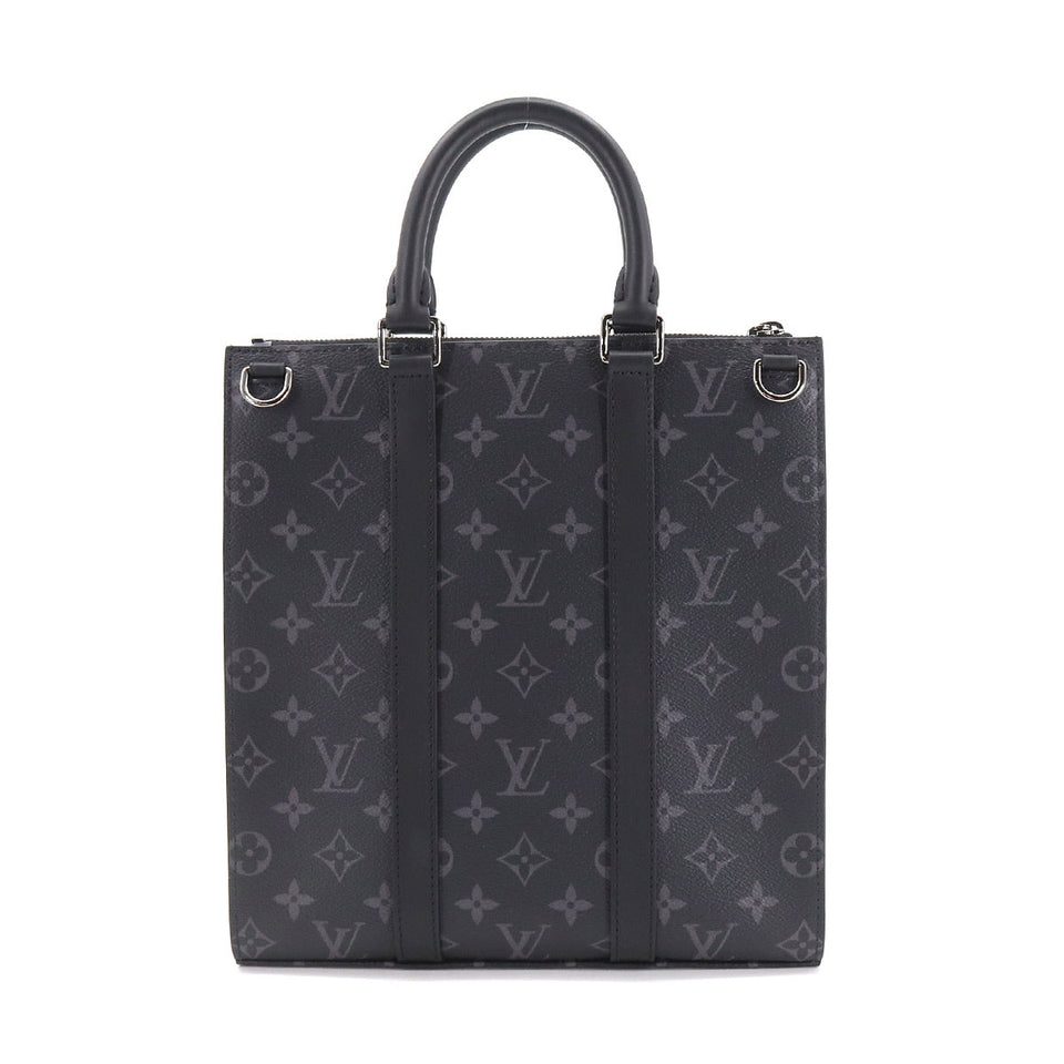 Louis Vuitton Monogram Eclipse Sac Plat Cross 2Way Tote Shoulder Bag Black