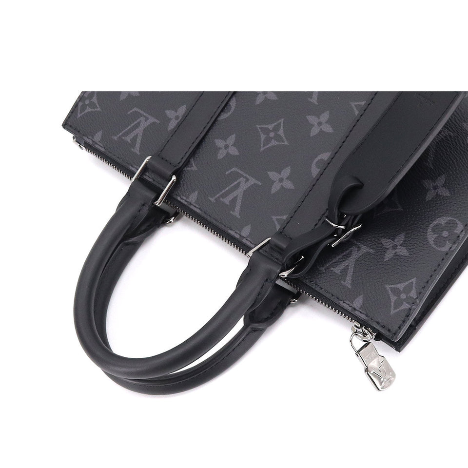 Louis Vuitton Monogram Eclipse Sac Plat Cross 2Way Tote Shoulder Bag Black