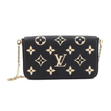 Louis Vuitton Bicolor Monogram Emplant Leather Pochette Felicie Chain Wallet Black