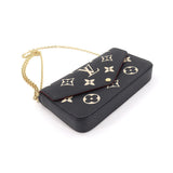 Louis Vuitton Bicolor Monogram Emplant Leather Pochette Felicie Chain Wallet Black