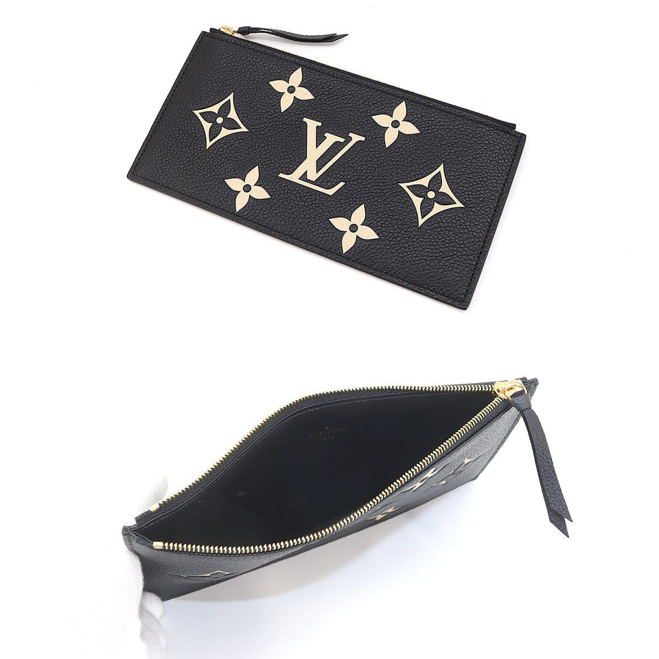 Louis Vuitton Bicolor Monogram Emplant Leather Pochette Felicie Chain Wallet Black