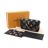 Louis Vuitton Bicolor Monogram Emplant Leather Pochette Felicie Chain Wallet Black