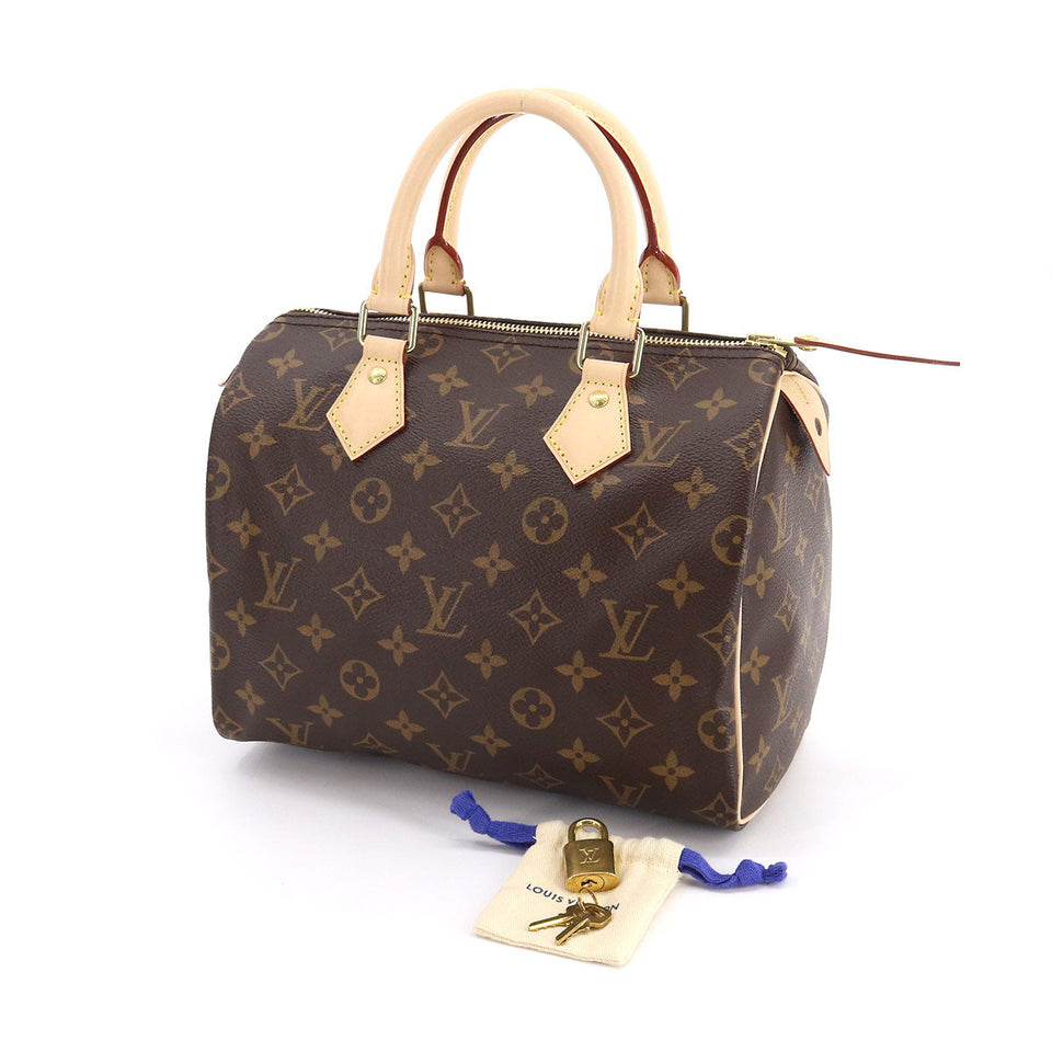 Louis Vuitton Monogram Speedy 25 Hand Bag Brown Gold Hardware