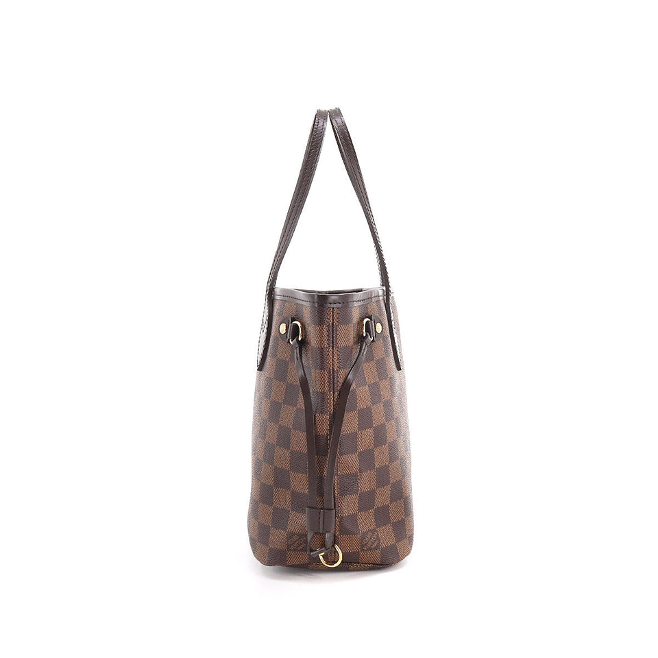 Louis Vuitton Damier Neverfull PM Tote Bag Brown Gold Hardware
