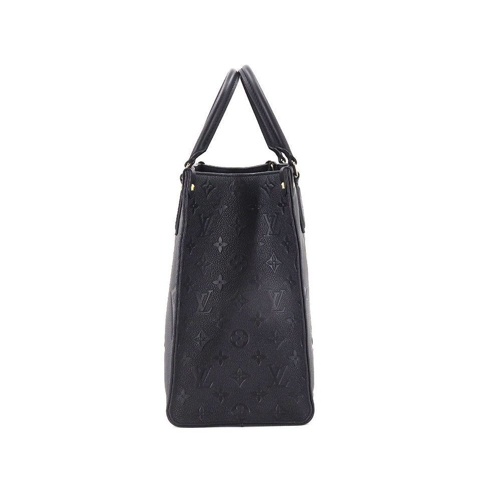 Louis Vuitton Monogram Implant OnTheGo MM Tote Shoulder Bag Noir Black