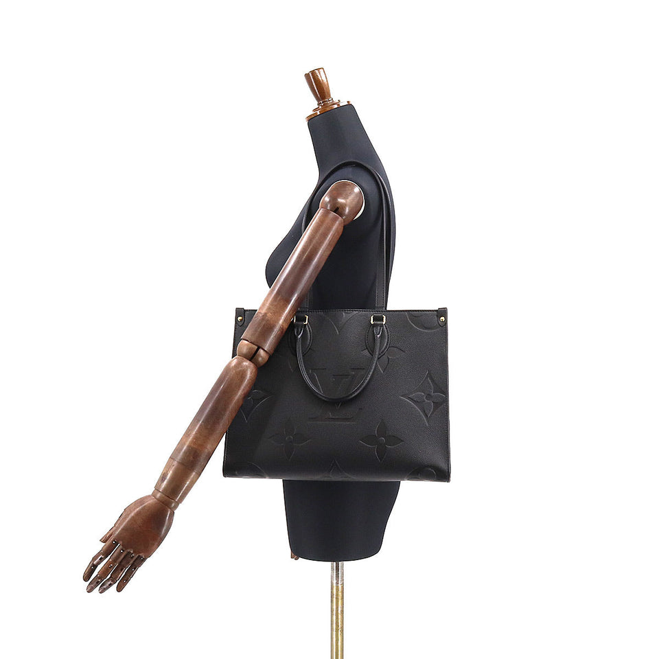 Louis Vuitton Monogram Implant OnTheGo MM Tote Shoulder Bag Noir Black