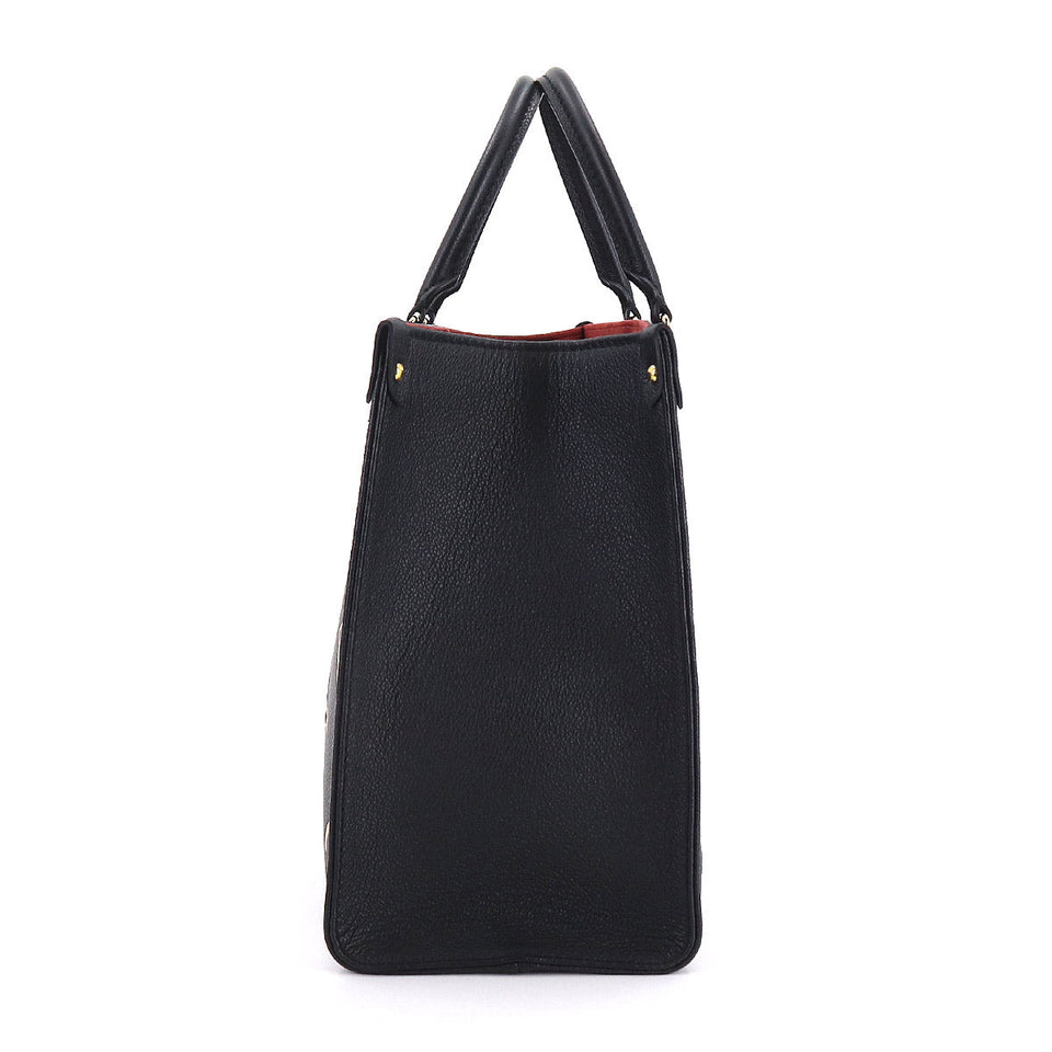 Louis Vuitton Bicolor Monogram Implant On The Go MM 2Way Tote Shoulder Bag Black Beige
