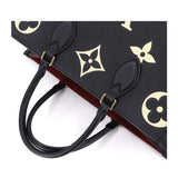 Louis Vuitton Bicolor Monogram Implant On The Go MM 2Way Tote Shoulder Bag Black Beige