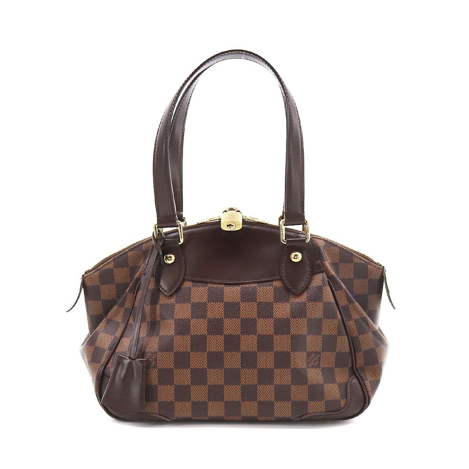 Louis Vuitton Damier Verona PM Hand Bag Ebene Brown Gold Hardware