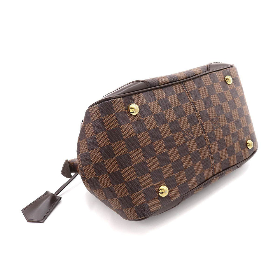 Louis Vuitton Damier Verona PM Hand Bag Ebene Brown Gold Hardware