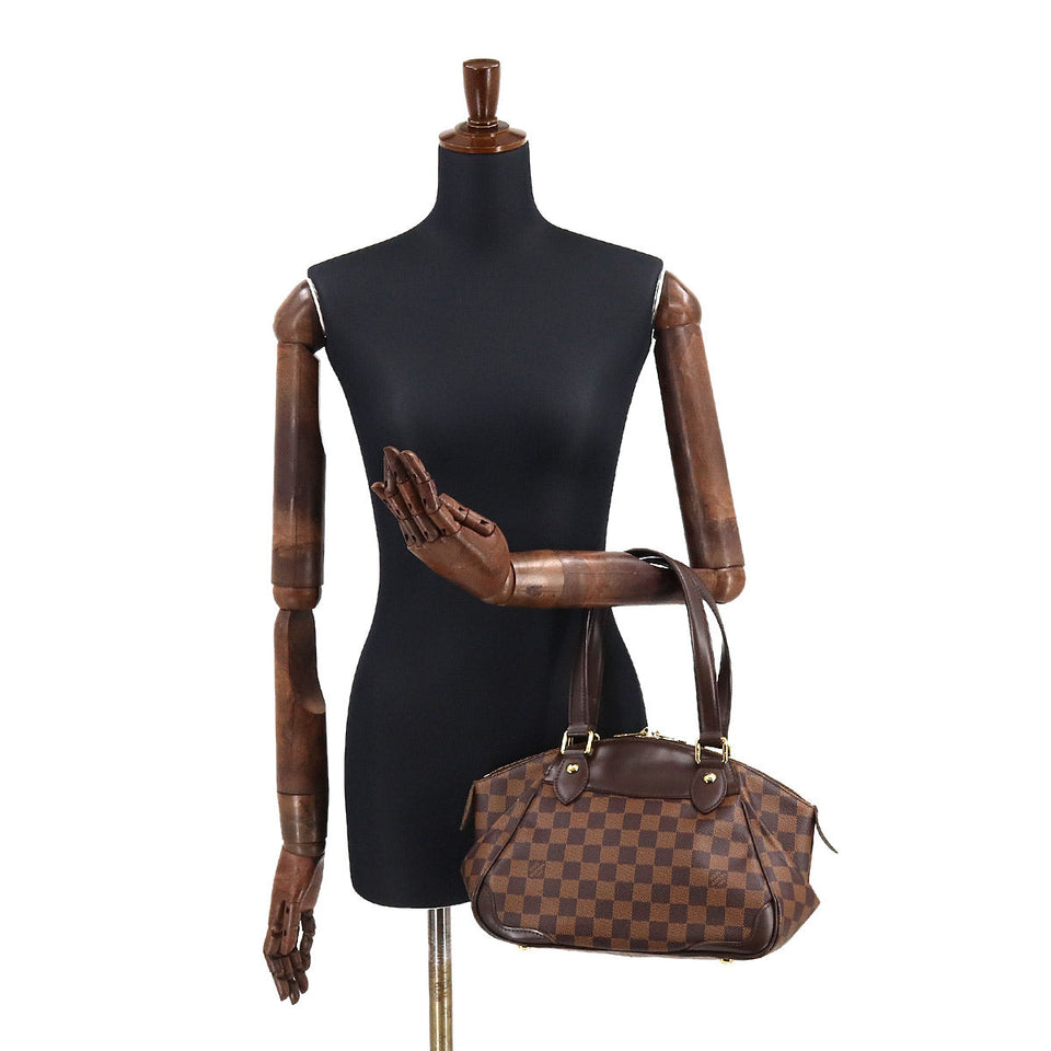 Louis Vuitton Damier Verona PM Hand Bag Ebene Brown Gold Hardware
