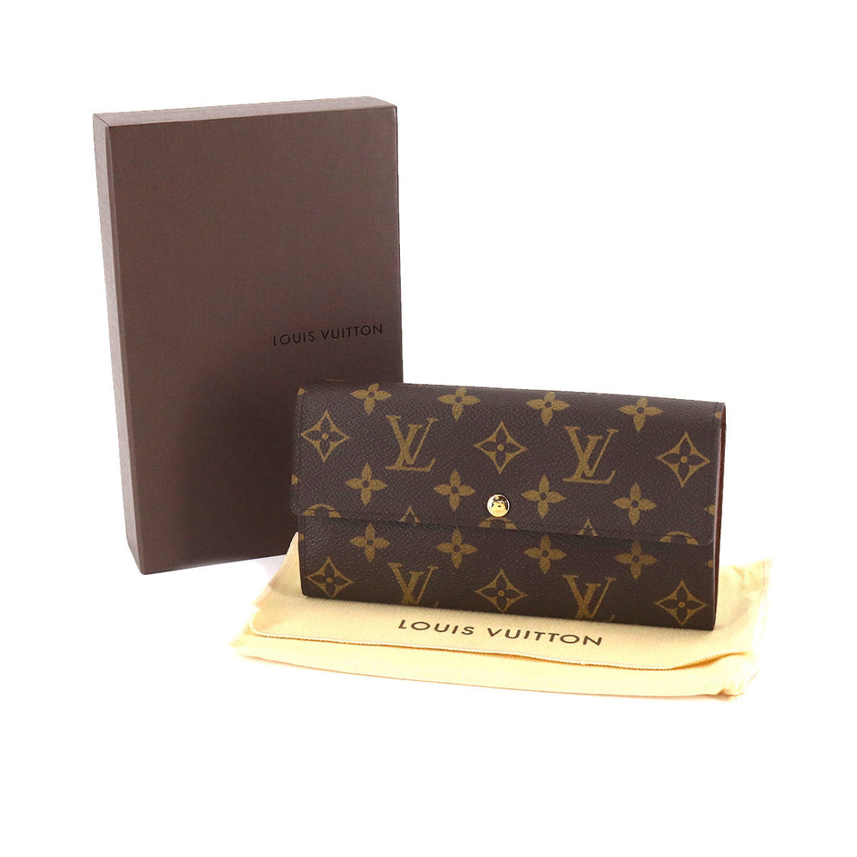 Louis Vuitton Monogram Portefeuille Sarah Folio Long Wallet Brown