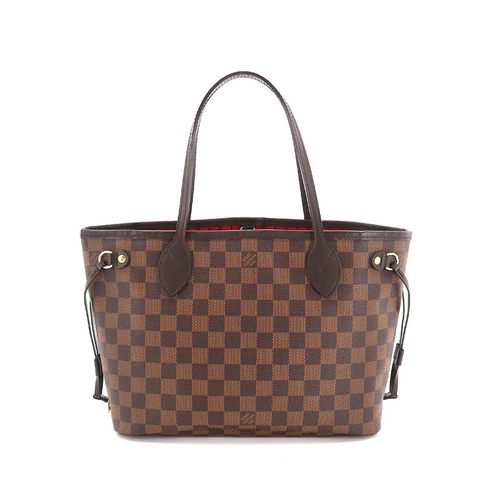 Louis Vuitton Damier Neverfull PM Tote Bag Brown Gold Hardware