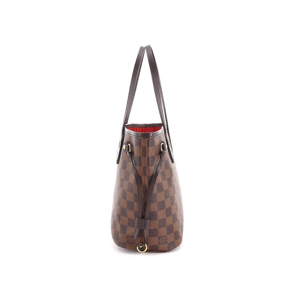 Louis Vuitton Damier Neverfull PM Tote Bag Brown Gold Hardware