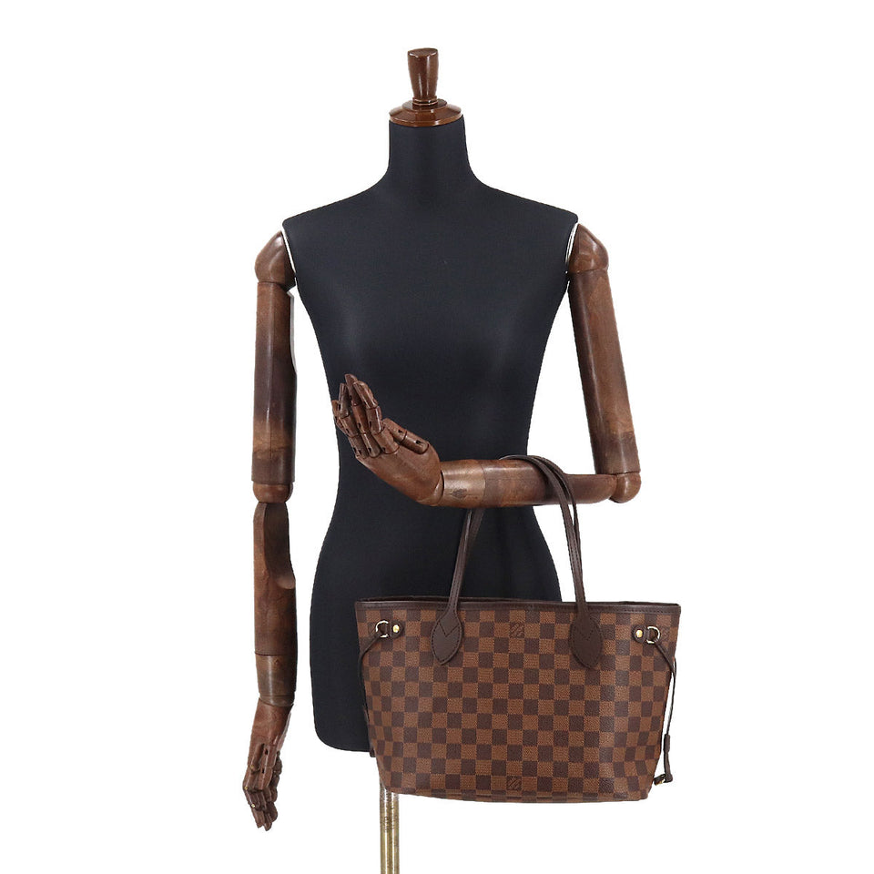 Louis Vuitton Damier Neverfull PM Tote Bag Brown Gold Hardware
