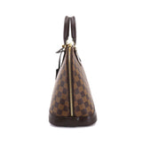 Louis Vuitton Damier Alma PM Handbag Ebene Brown Gold Metal