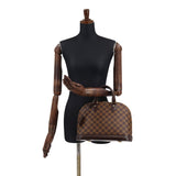 Louis Vuitton Damier Alma PM Handbag Ebene Brown Gold Metal