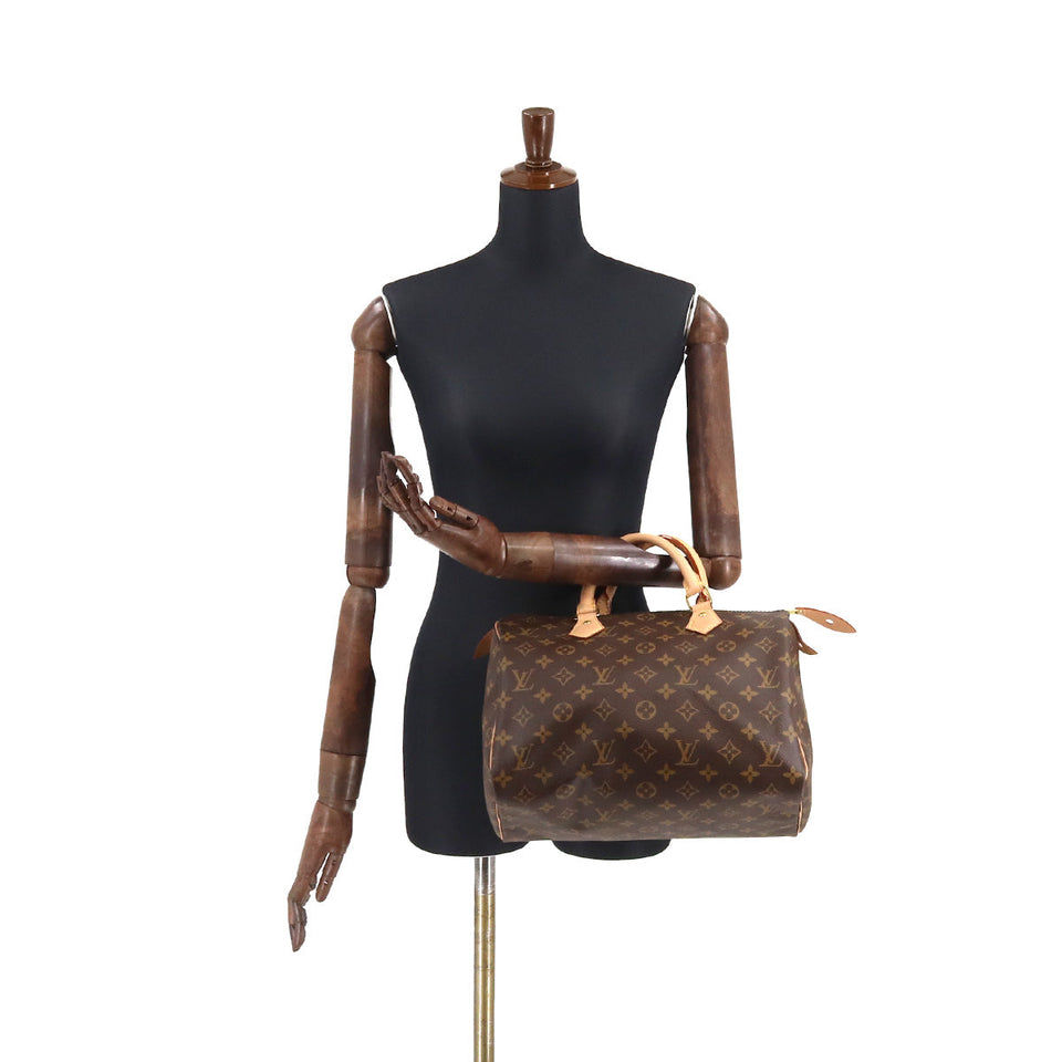 Louis Vuitton Monogram Speedy 30 Hand Bag Brown Gold Hardware