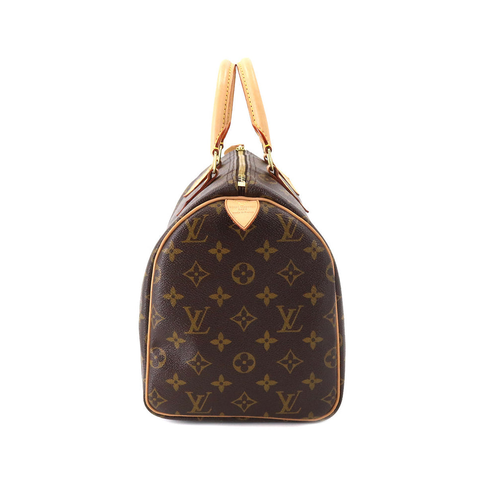 Louis Vuitton Monogram Speedy 30 Hand Bag Brown Gold Hardware