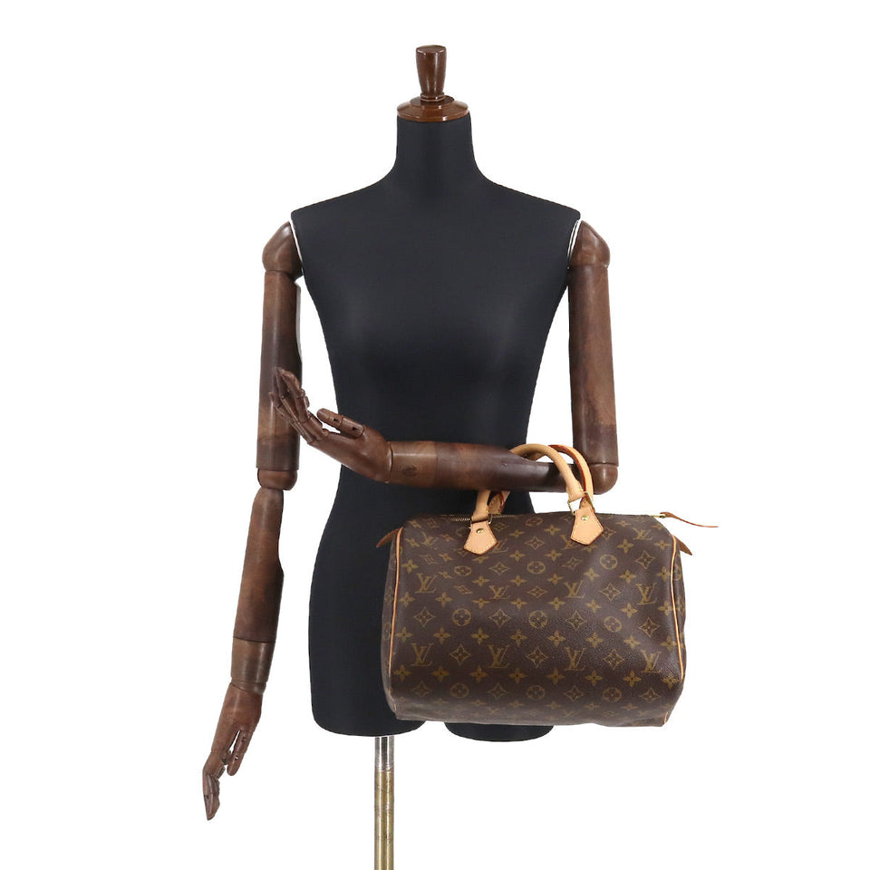 Louis Vuitton Monogram Speedy 30 Hand Bag Brown Gold Hardware
