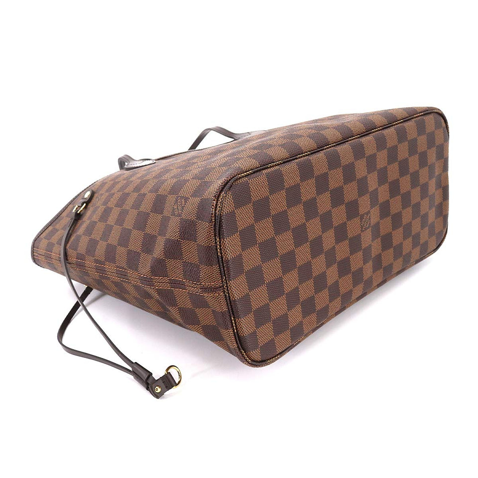Louis Vuitton Damier Neverfull MM Tote Bag Gold Metal
