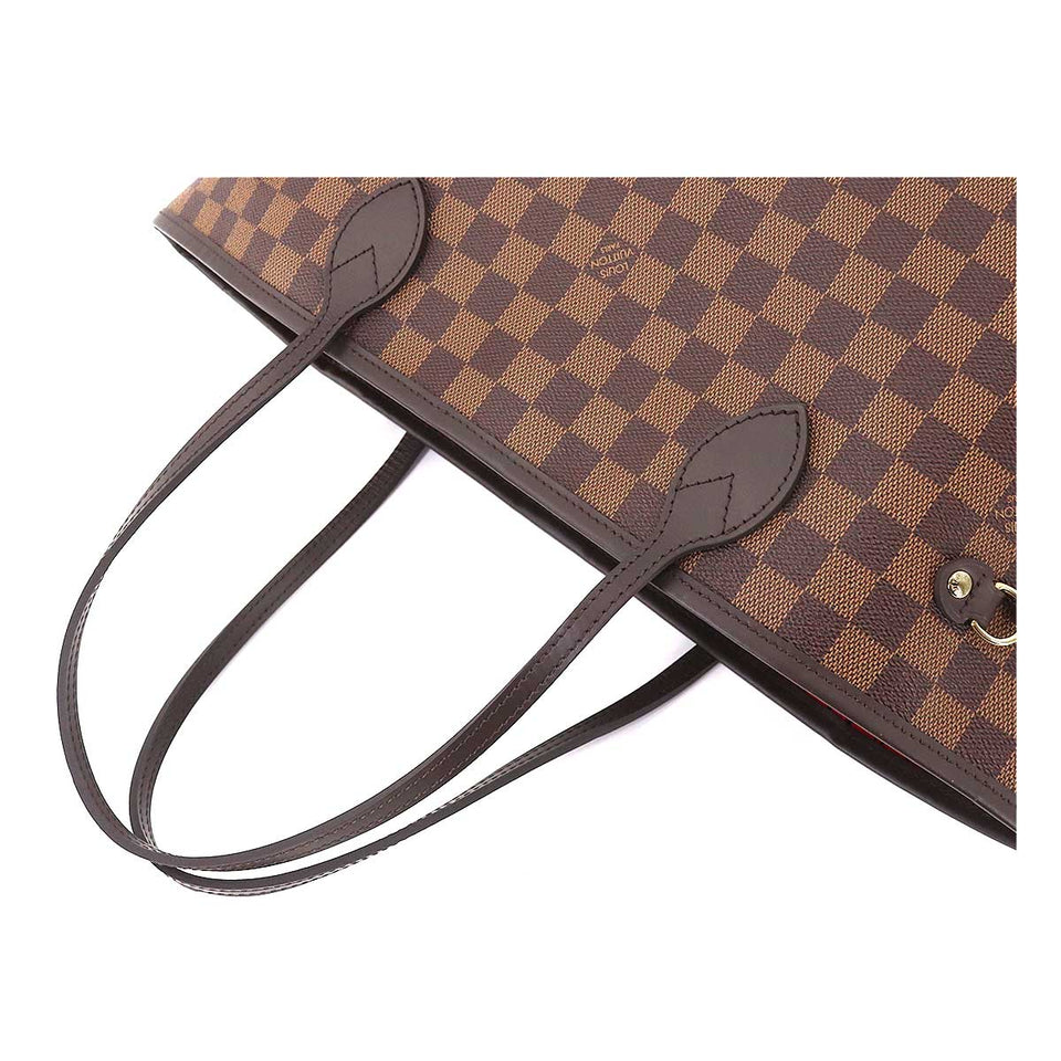 Louis Vuitton Damier Neverfull MM Tote Bag Gold Metal