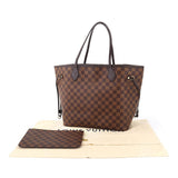 Louis Vuitton Damier Neverfull MM Tote Bag Gold Metal