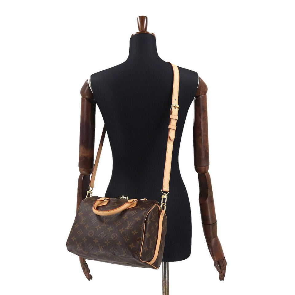 Louis Vuitton Monogram Speedy Bandouliere 25 2Way Shoulder Bag Brown