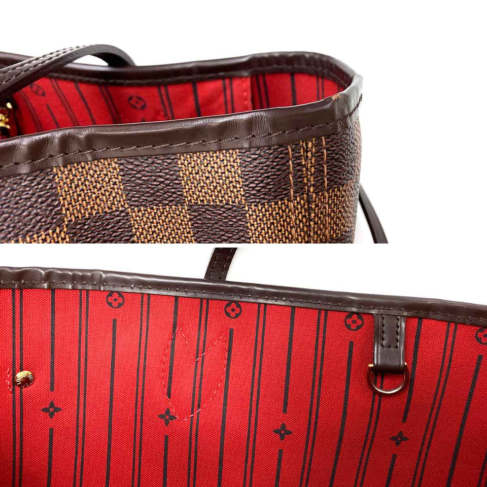 Louis Vuitton Damier Neverfull MM Tote Bag Ebene Brown